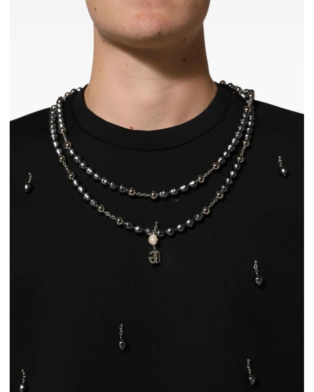 Dolce & Gabbana Black Necklace-Embellished T-Shirt for men