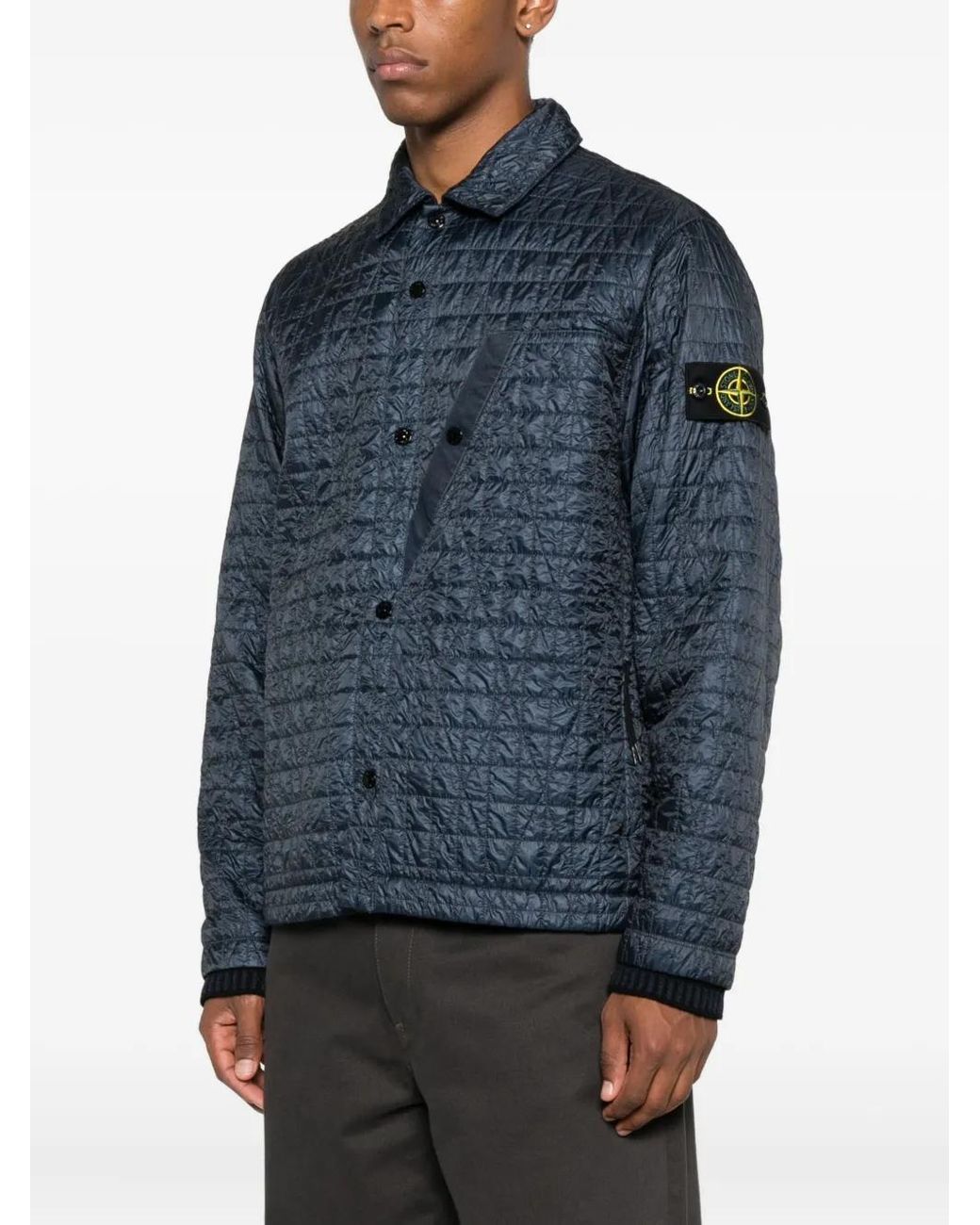 Stone Island Blue Quilted Crinkle Jacket for men