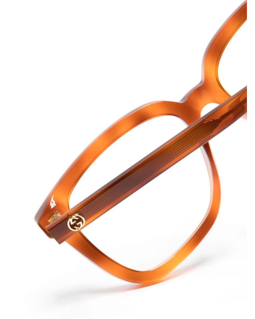 Gucci Brown Tortoiseshell Square-Frame Glasses