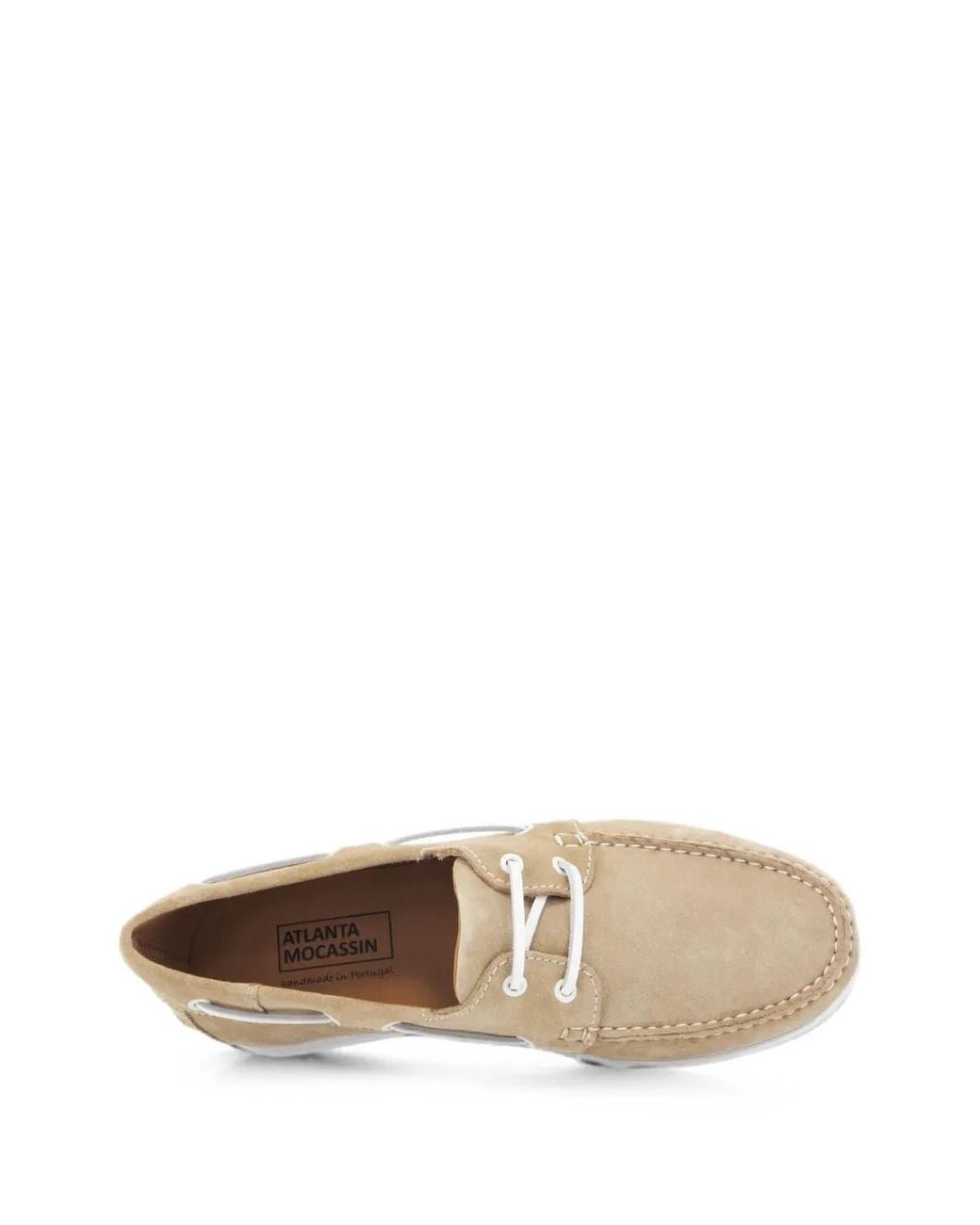 ATLANTA MOCASSIN Natural Lace-Up Suede Boat Shoes for men