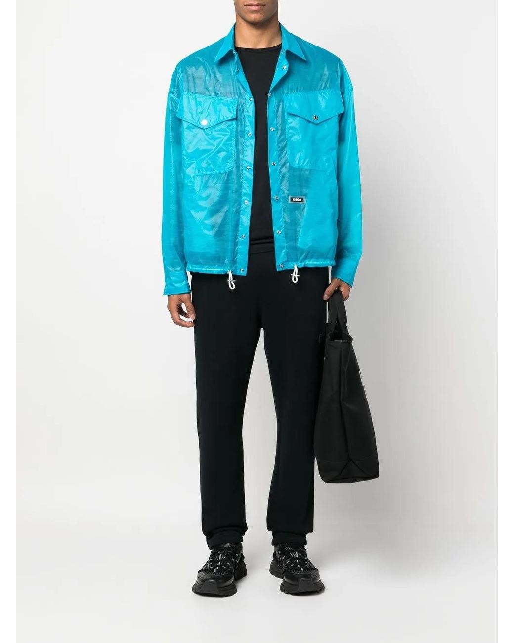 DSquared² Blue Logo-Patch Shirt Jacket for men
