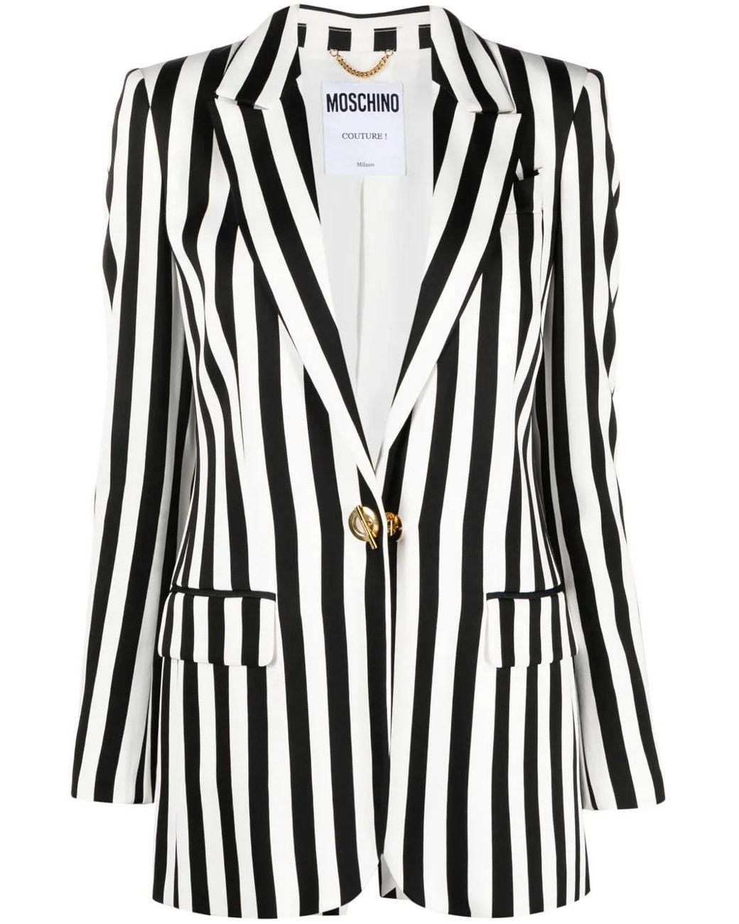 Moschino Black Striped Satin Blazer