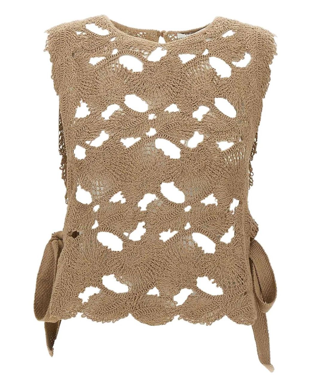Kangra Brown Crochet-Knit Top