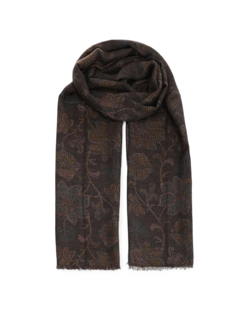 Al Duca D'aosta Black Floral-Print Scarf for men