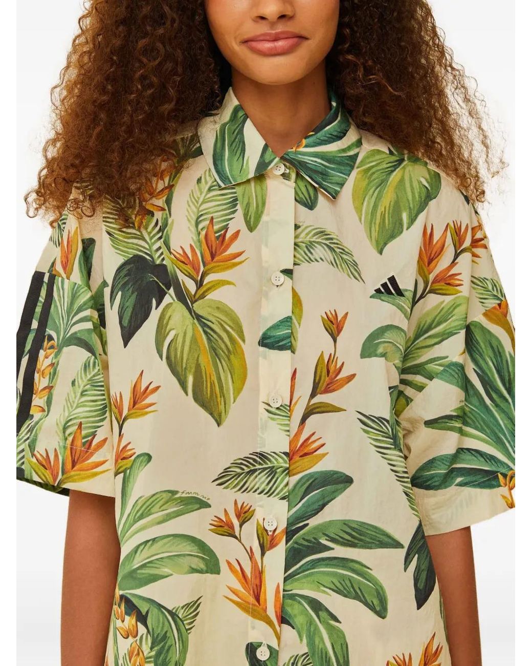 Farm Rio Green Tropical Breeze-Print Shirt