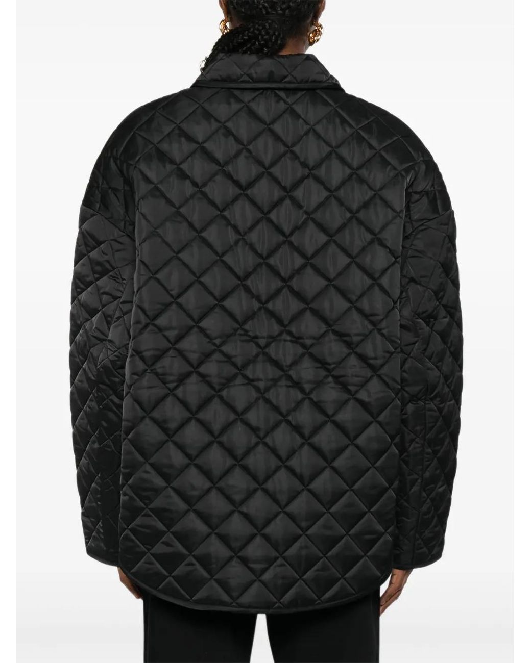 Totême Black Collared Quilted Jacket Petite