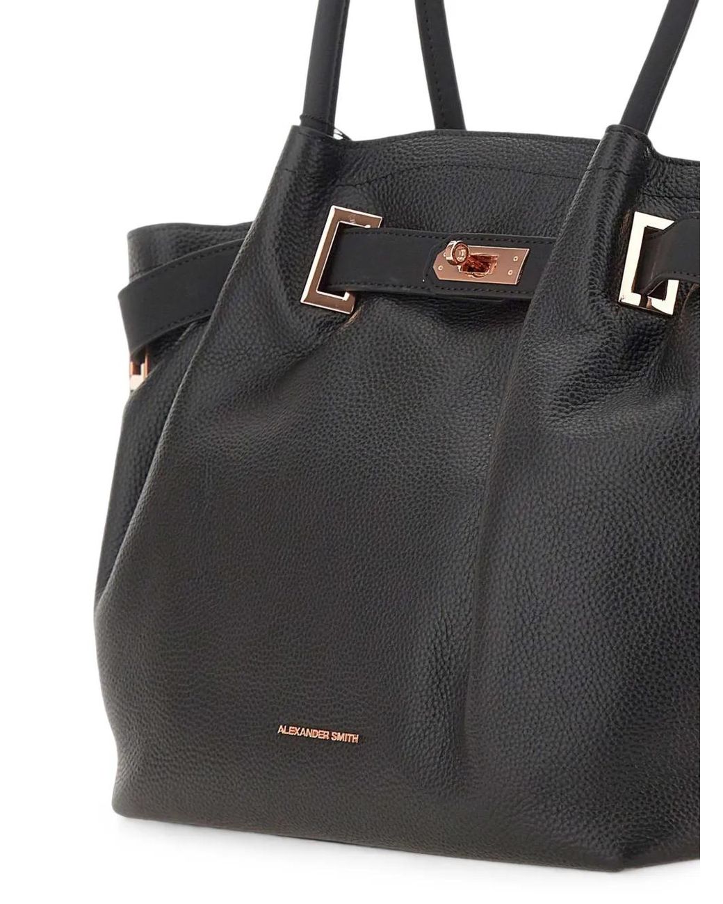 Alexander Smith Black Brooke Embossed-Logo Tote Bag