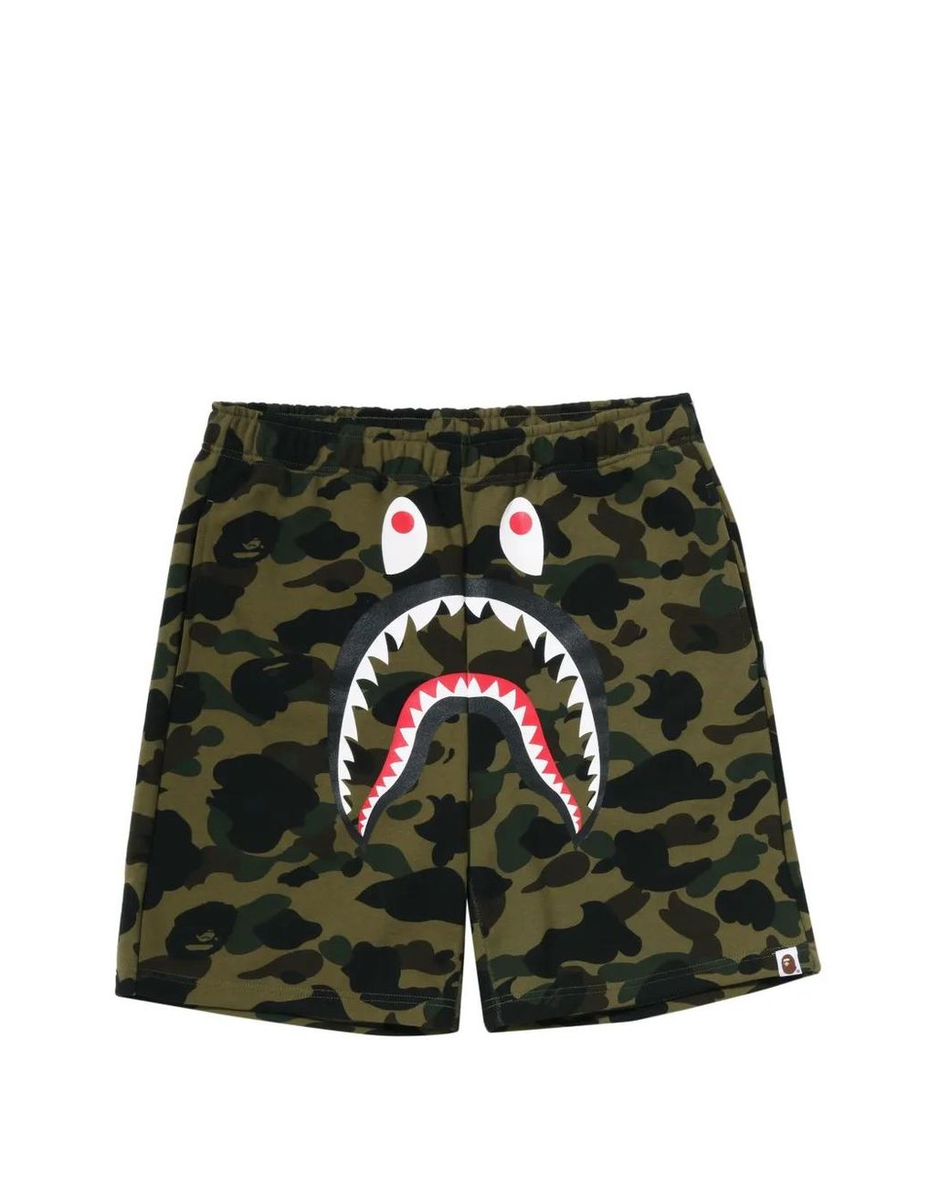 A Bathing Ape Green 1St Camo Shark Sweat Shorts for men