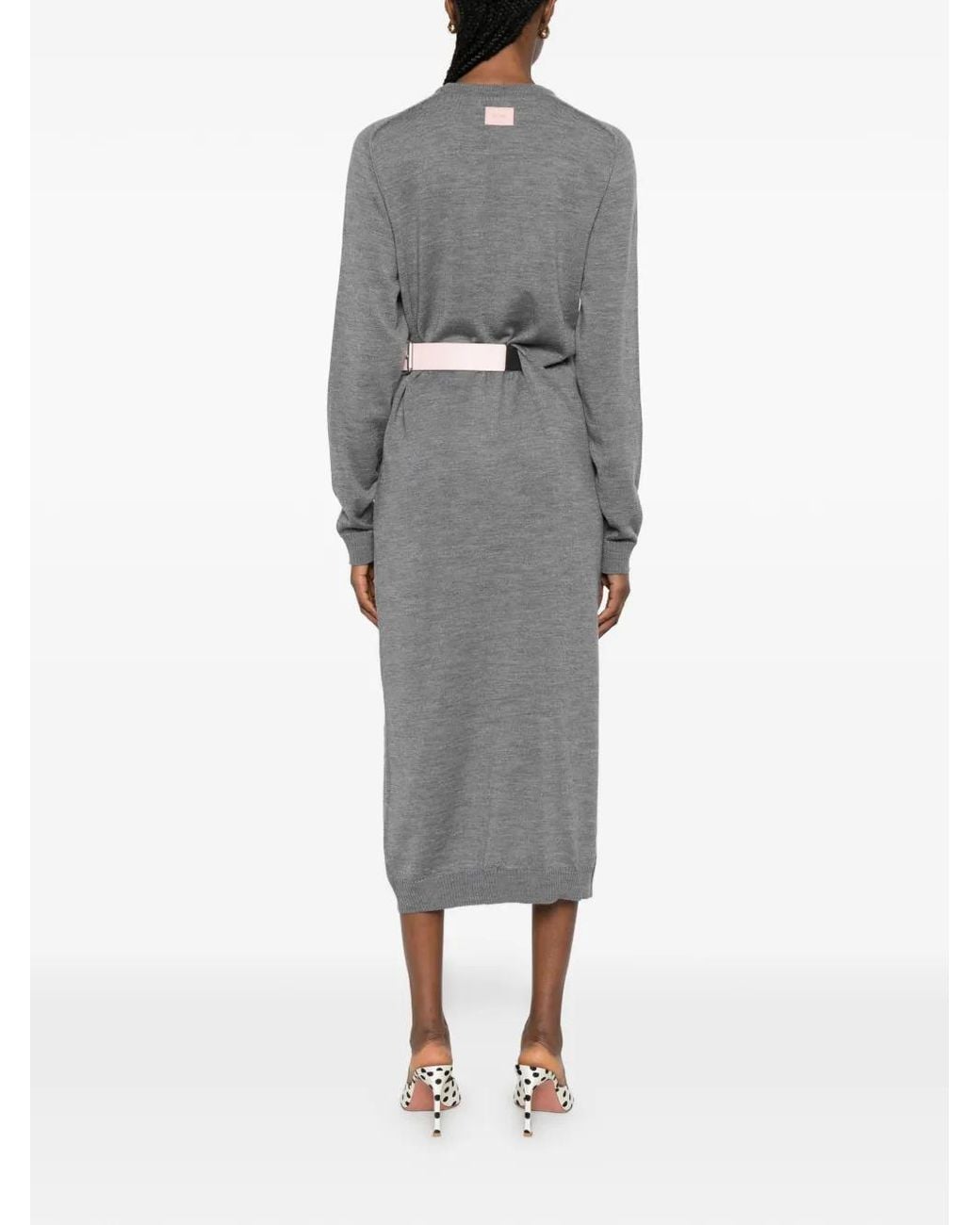 Moschino Gray Round Neck Dress