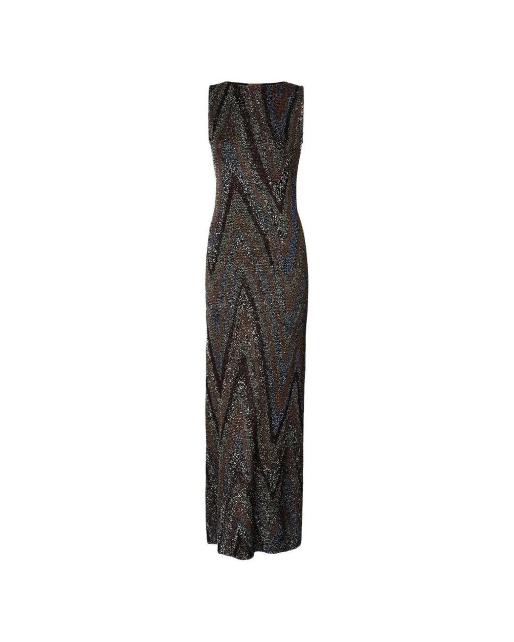 Missoni White Zigzag-Knit Sleeveless Maxi Dress