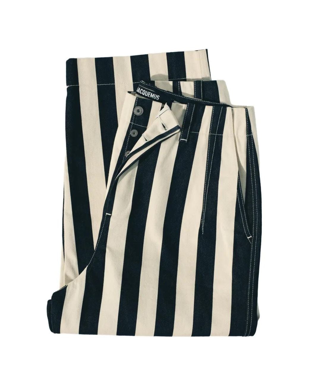 Jacquemus White The Parasol De-Nîmes Cropped Striped Jeans for men
