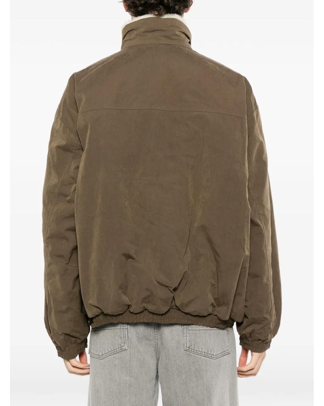 Ssstein Brown High-Neck Bomber Jacket