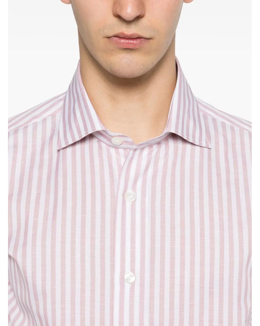 Camisa Con Rayas Estampadas Eleventy de hombre de color Pink