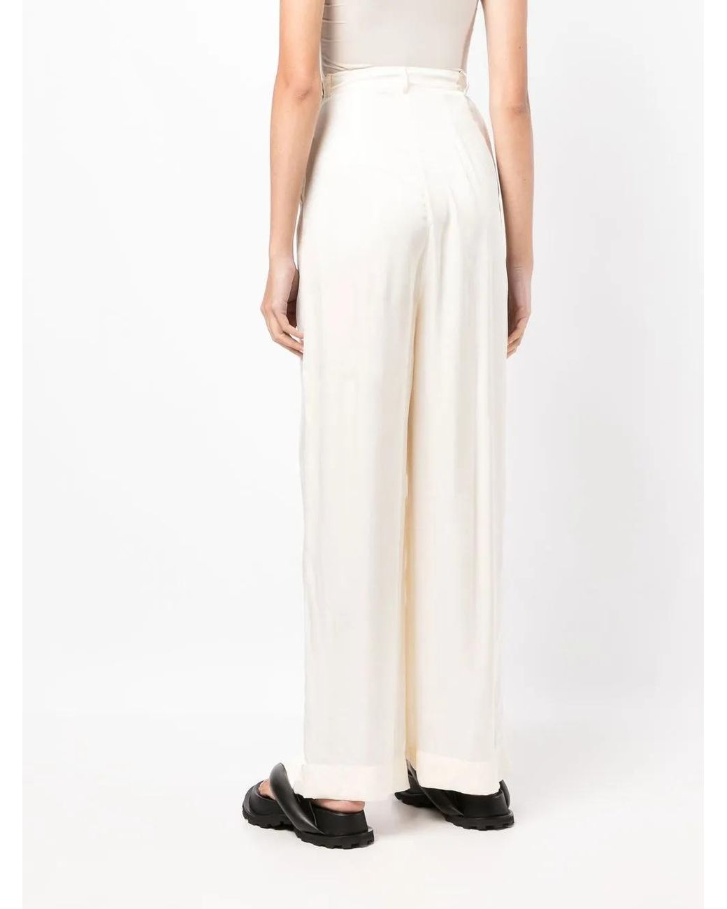Goen.J White Wide-Leg Pleated Trousers