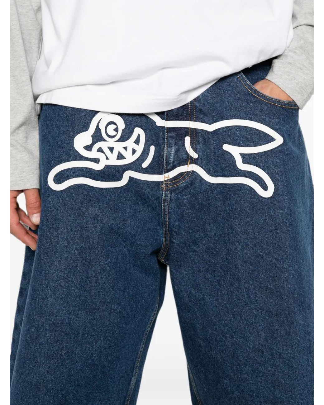 ICECREAM Blue Short En Jean Running Dog for men
