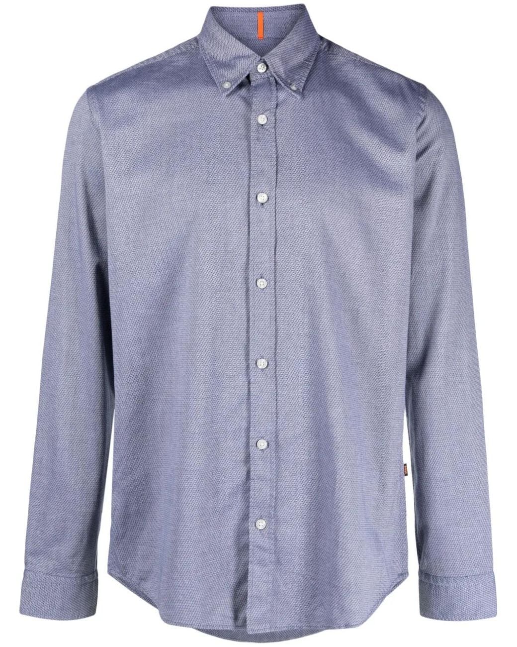 Boss Blue Pattern-Jacquard Cotton Shirt for men