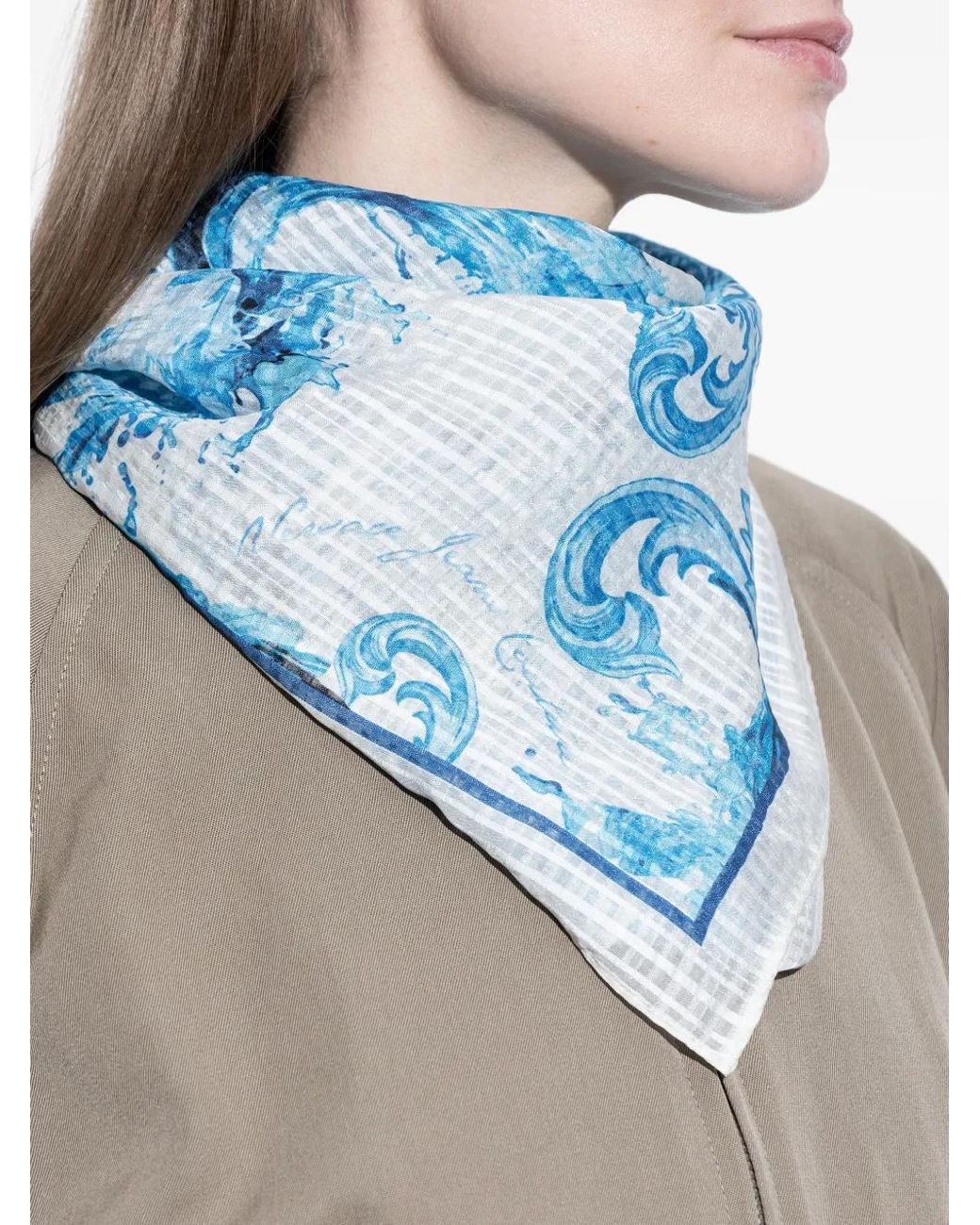 Versace Jeans Couture Blue Floral Print Scarf