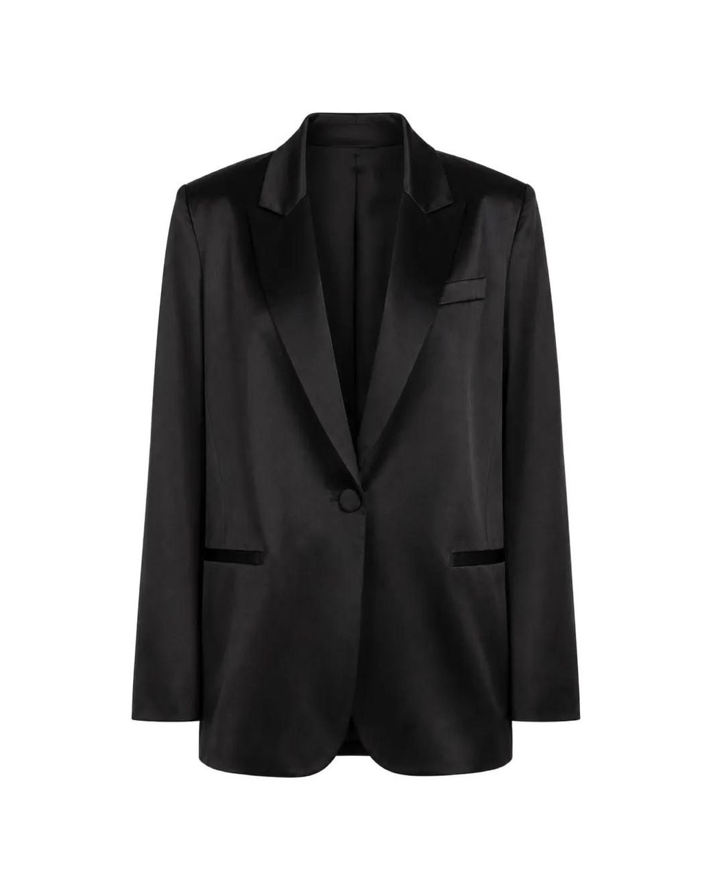 The Sei Black Oversized Silk Blazer