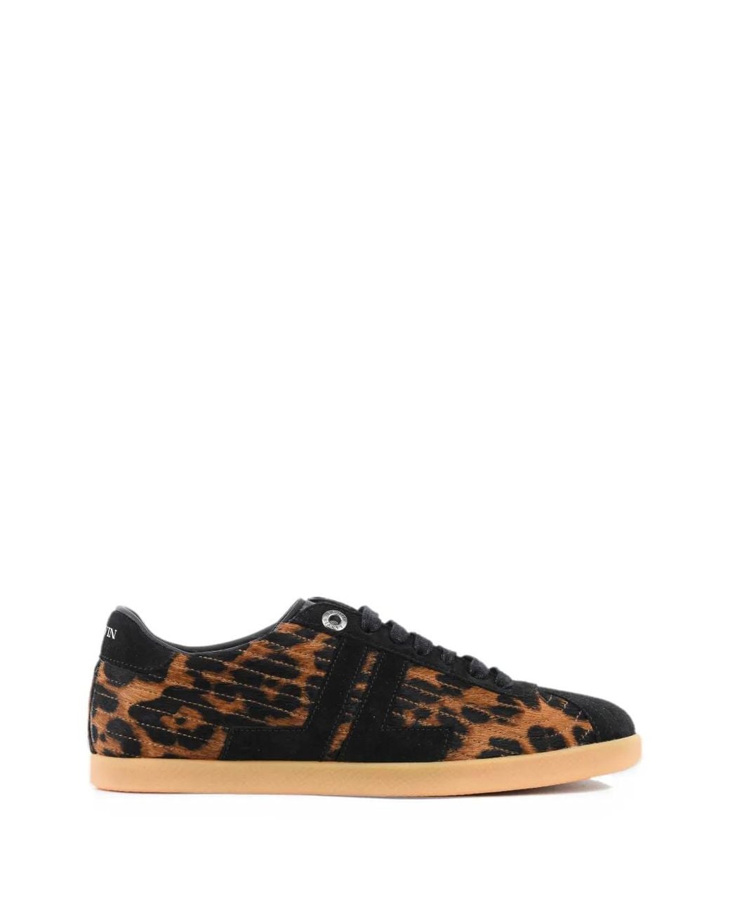 Lanvin Black Glenn 2.0 Leopard-Print Sneakers