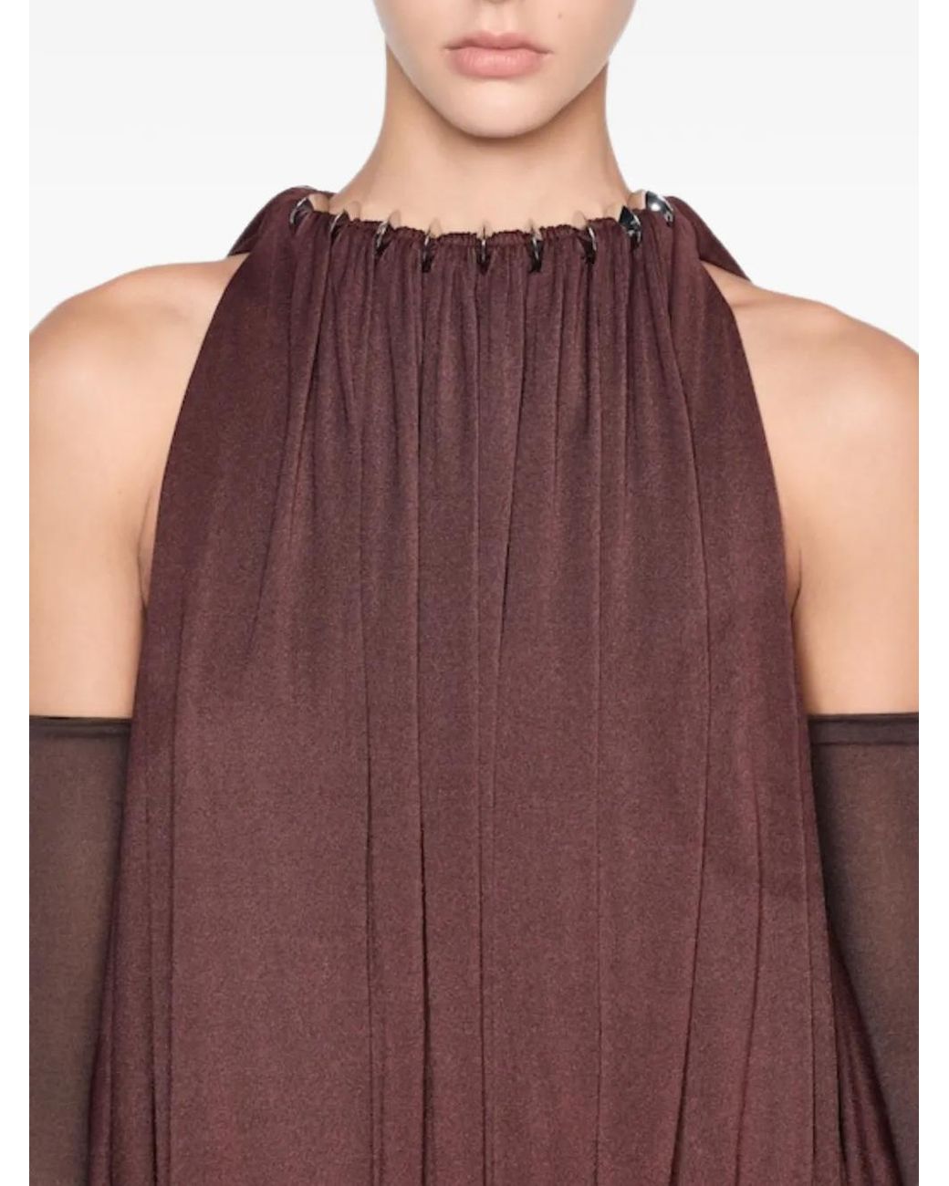 Chats by C.Dam Red Mayer Draped-Bodice Hardware-Detail Maxi Dress