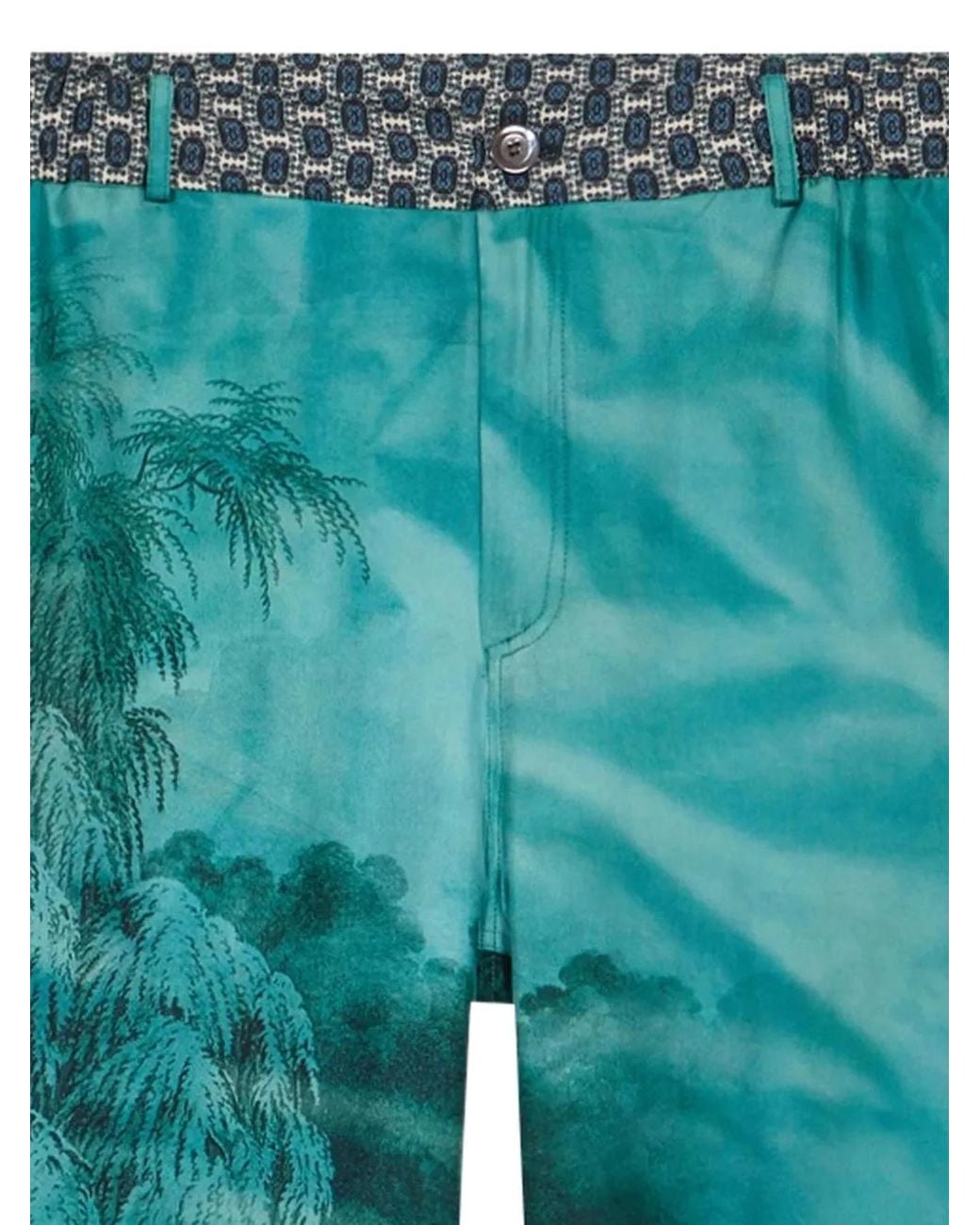 Pierre Louis Mascia Green Landscape-Print Shorts
