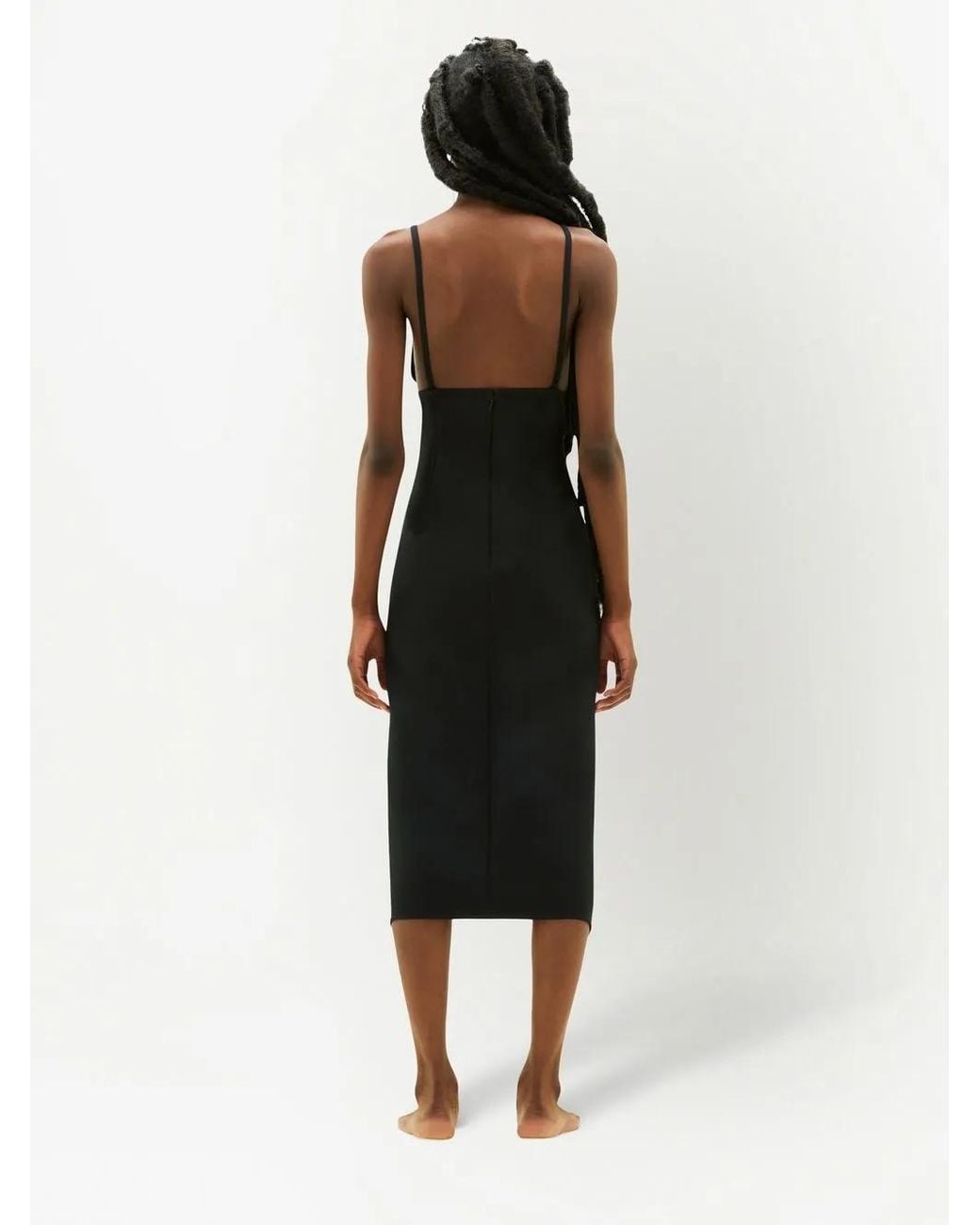 Courreges Black Square-Neck Midi Dress