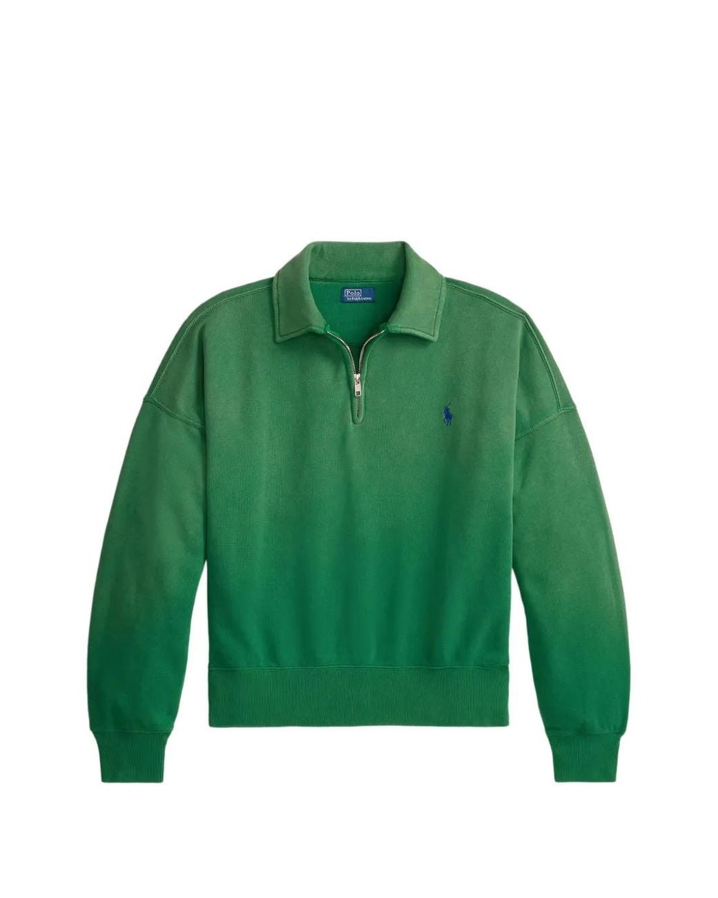 Polo Ralph Lauren Quarter-Zip Embroidered Sweatshirt in Green | Lyst
