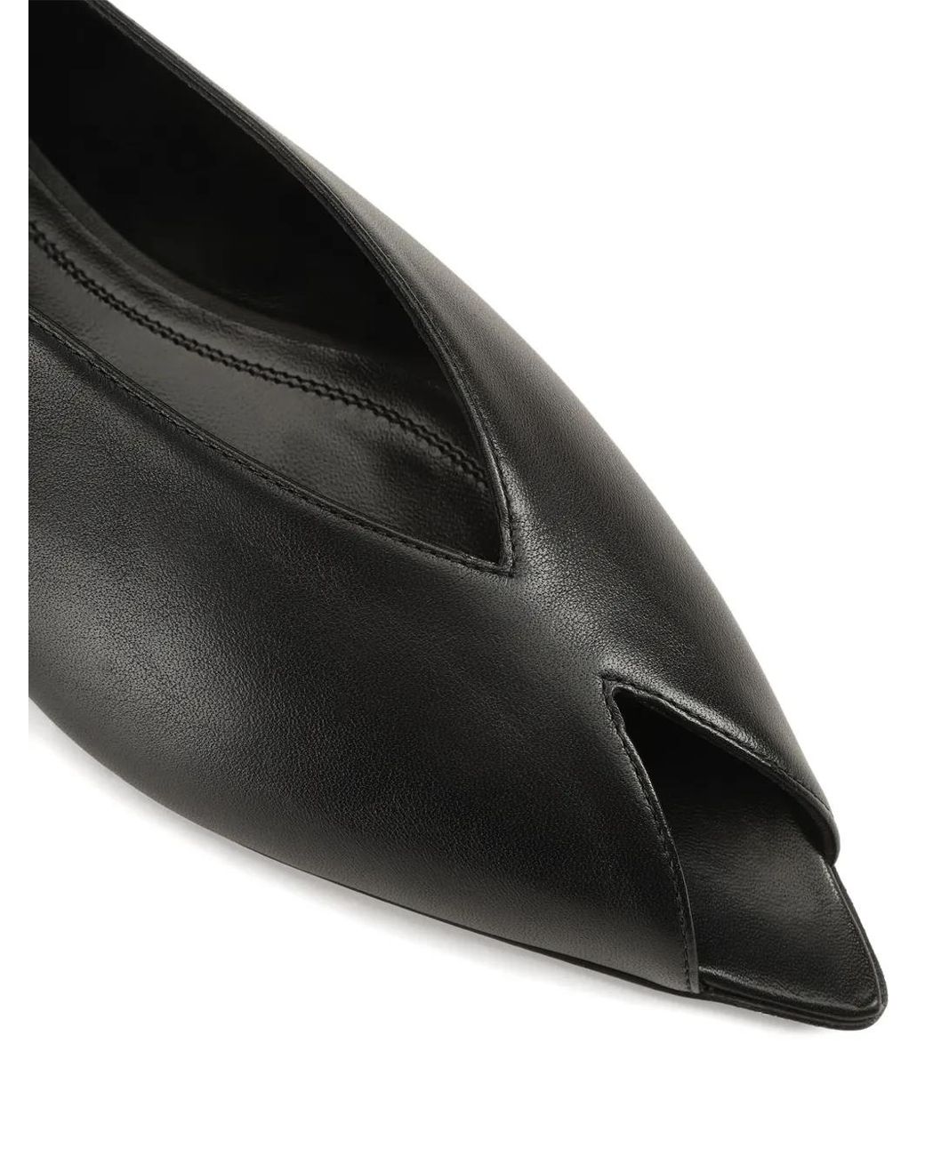 Sergio Rossi Black Open-Toe Ballet Flats