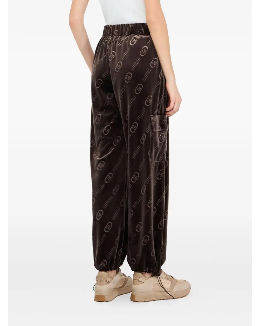 Liu Jo Broek Met Elastische Manchetten En Logopatroon in het Brown