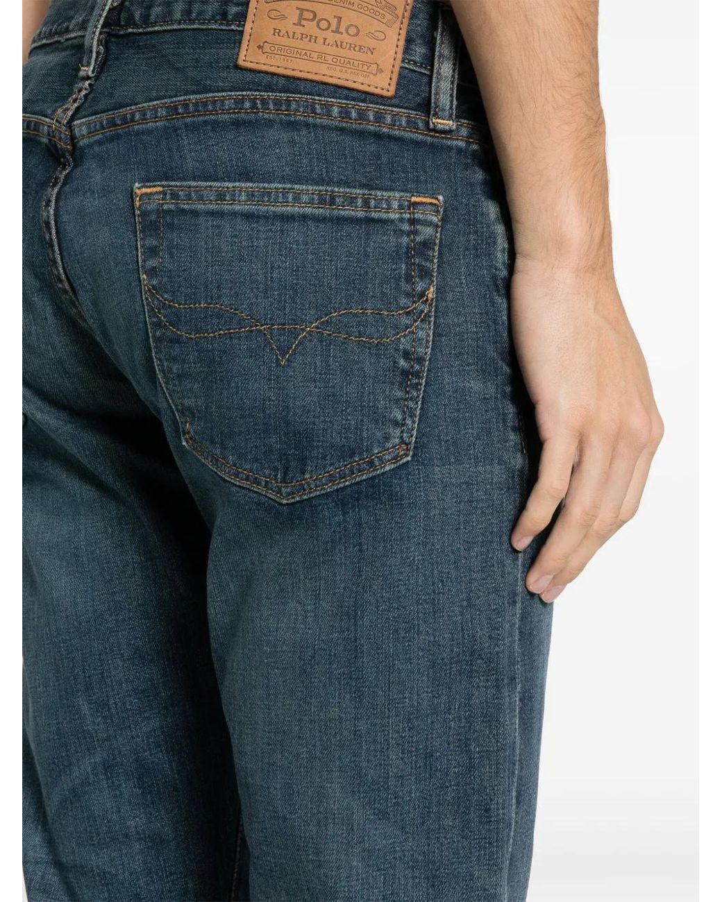 Polo Ralph Lauren Blue Varick Low-Rise Tapered Denim Jeans for men