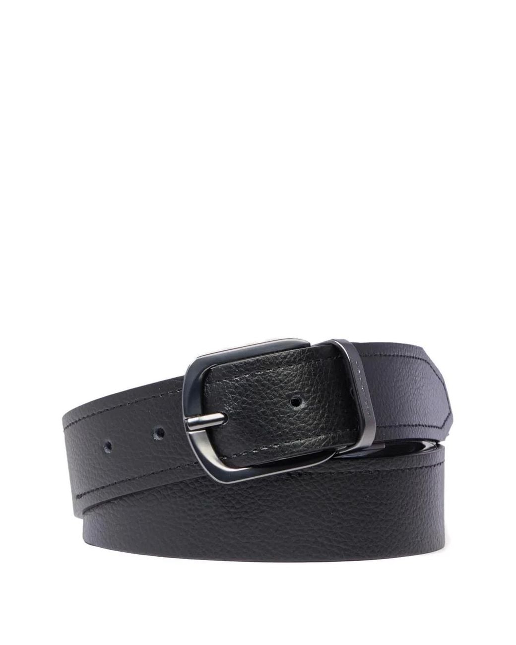 Piquadro Black Grained Leather Belt for men