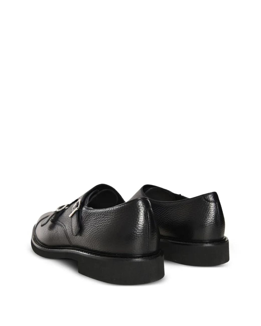 Doucal's Black Buckled Leather Shoes for men