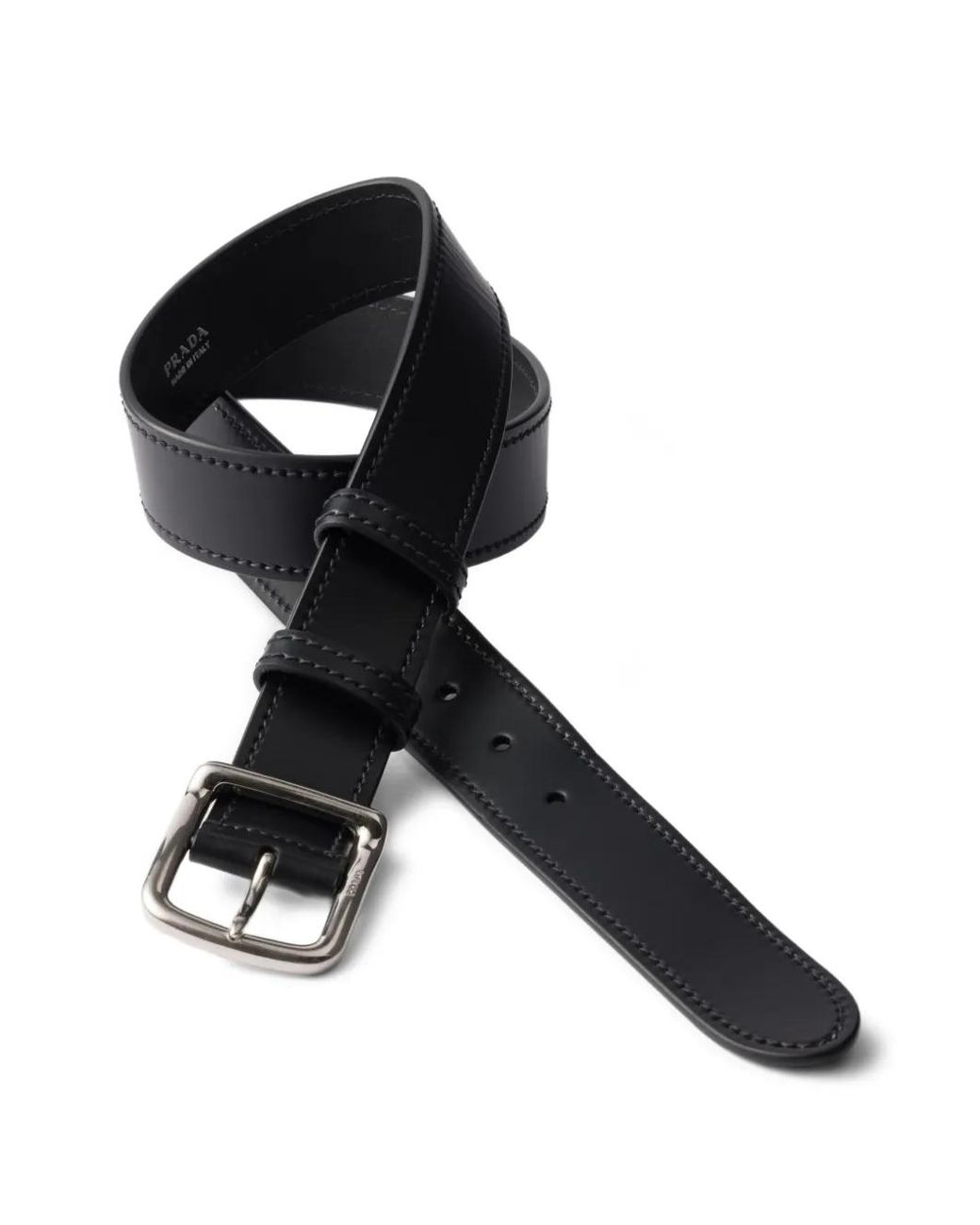 Prada Black Leather Buckle Belt for men