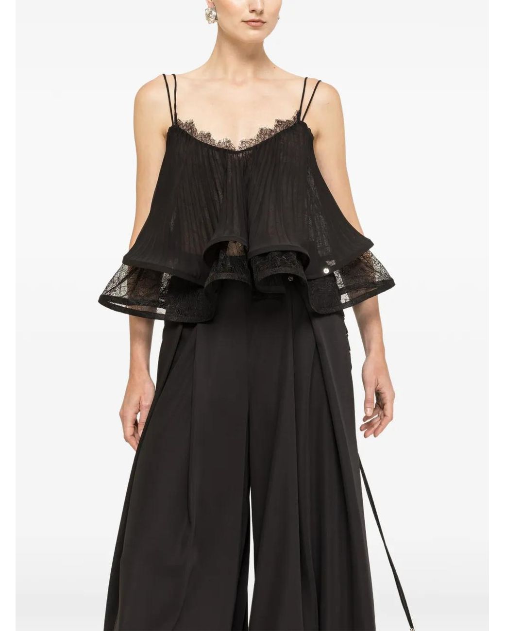 Nissa Black Haut Plissé En Chiffon