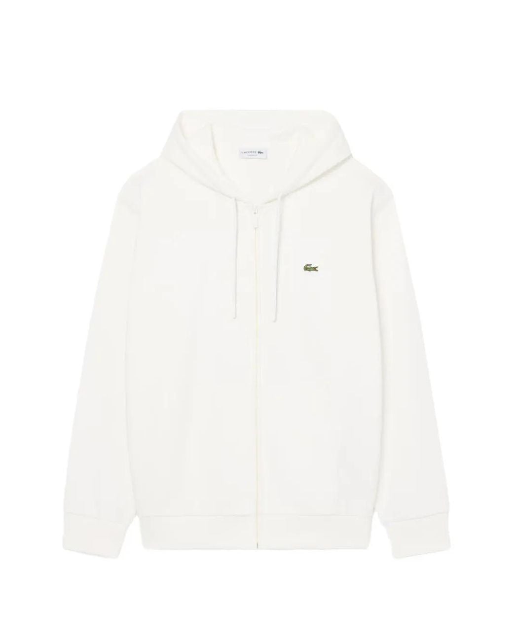 Lacoste White Logo-Patch Zip-Up Hoodie for men