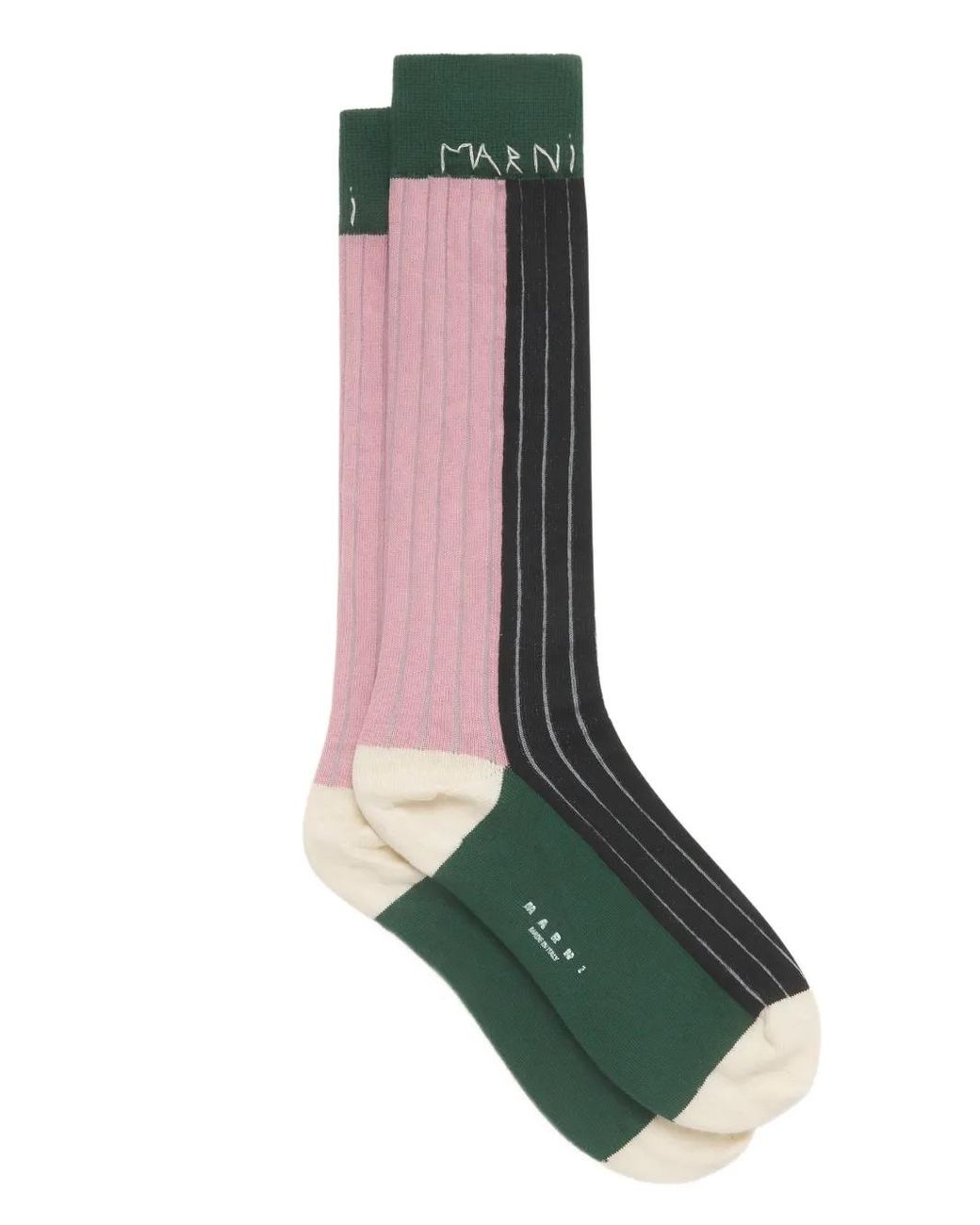 Marni Green Ribbed Knee-High Socks