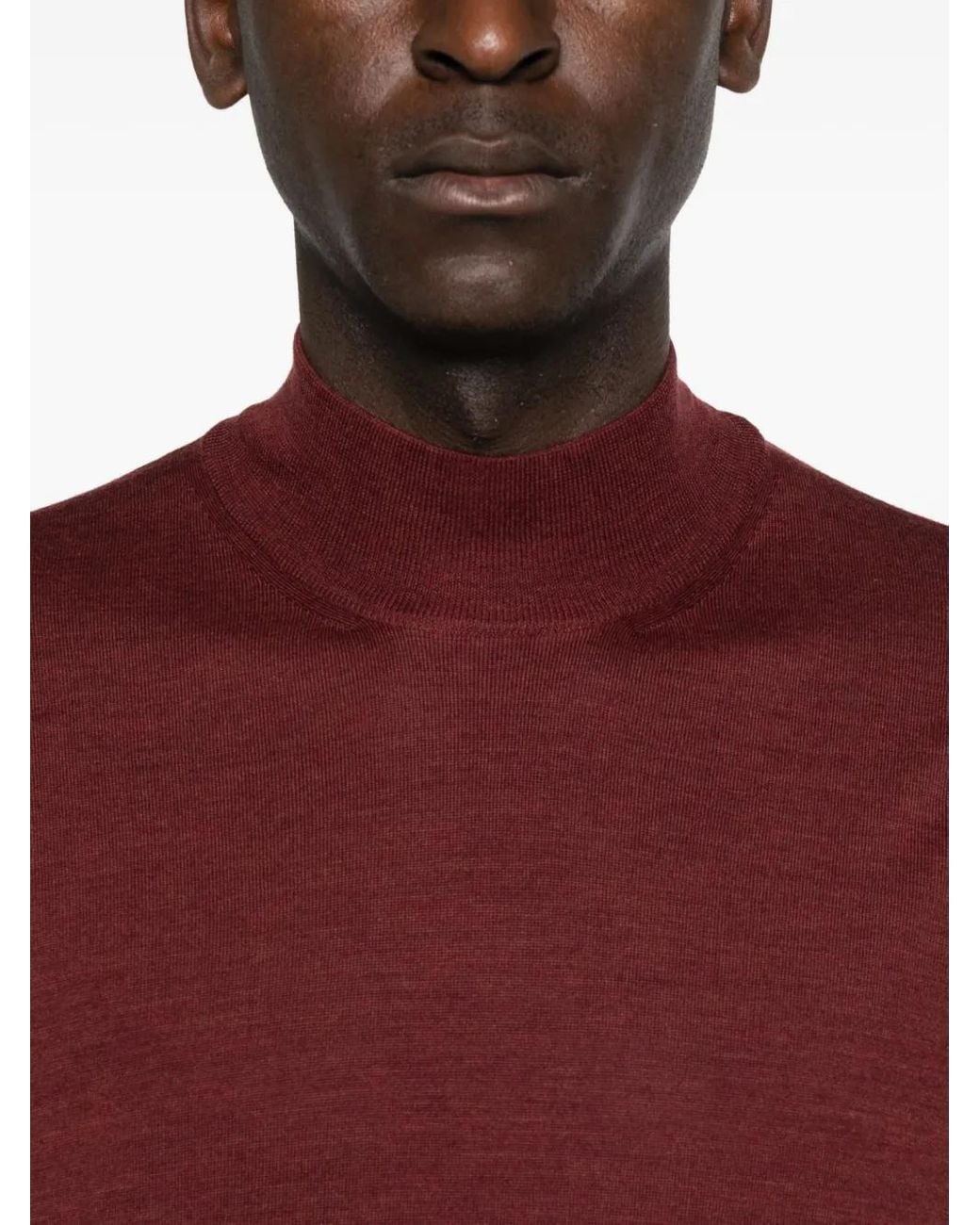Corneliani Red Long-Sleeve Wool Sweater for men