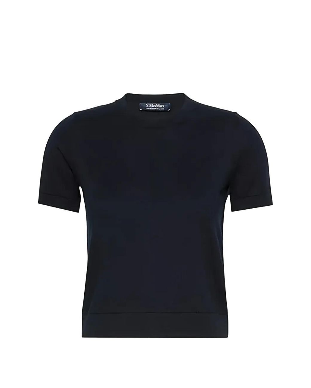 Max Mara Blue Giulietta Fine-Knit Short-Sleeve Sweater