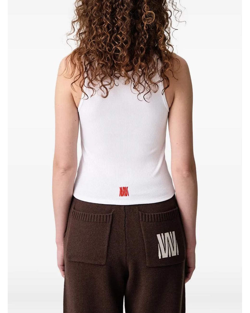 WRSTBHVR White Tilla Ribbed-Knit Tank Top
