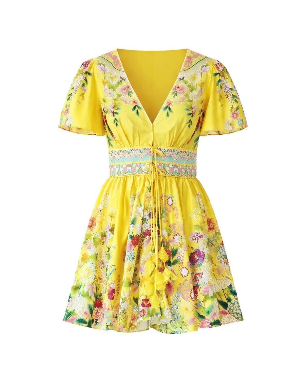 Camilla Yellow Lady Limonada V-Neck Mini Dress