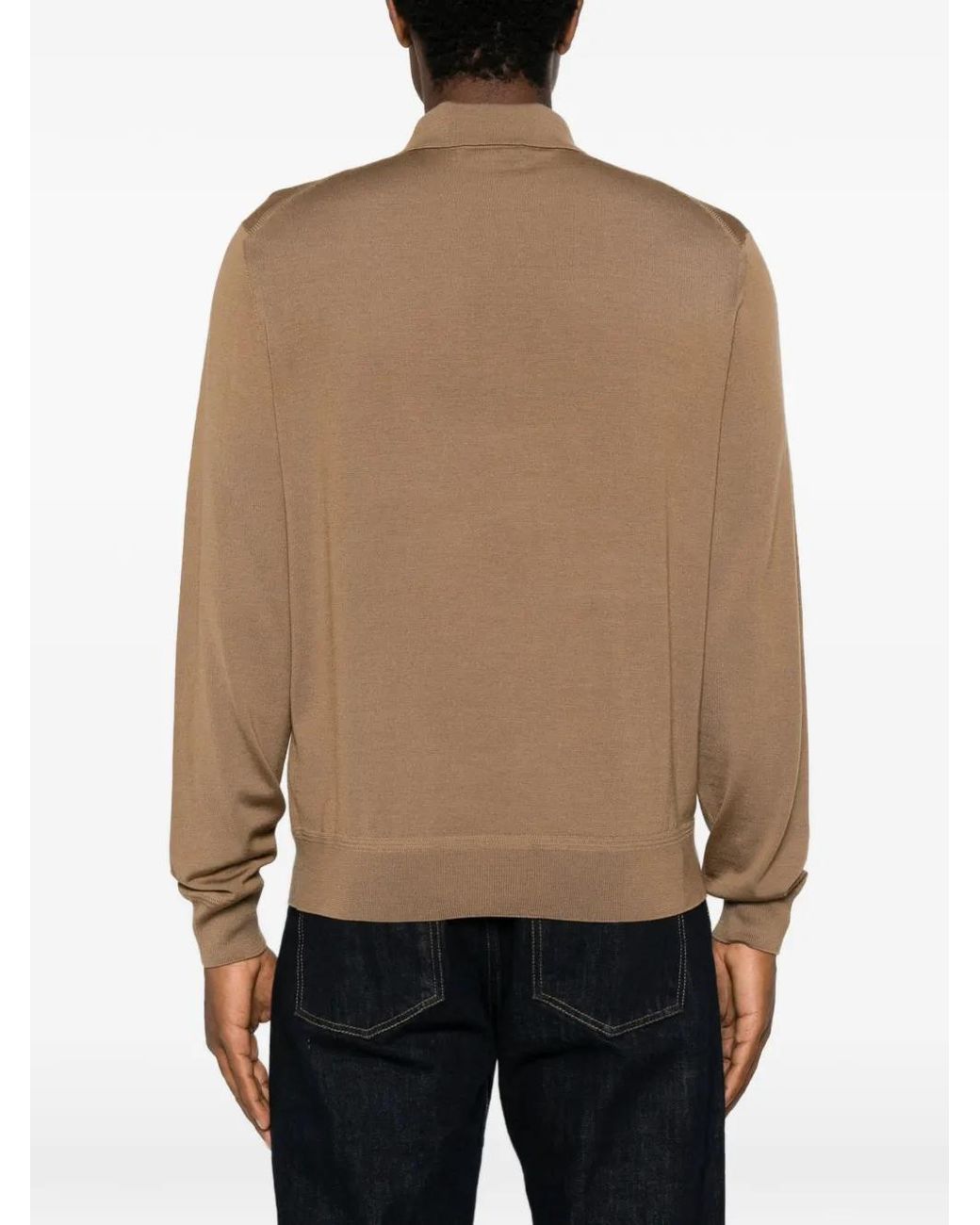 Tom Ford Natural Long-Sleeve Polo Shirt for men