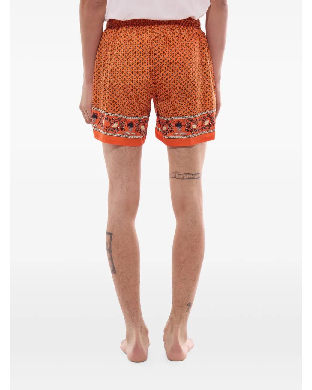 Fursac Orange Graphic-Print Swim Shorts for men