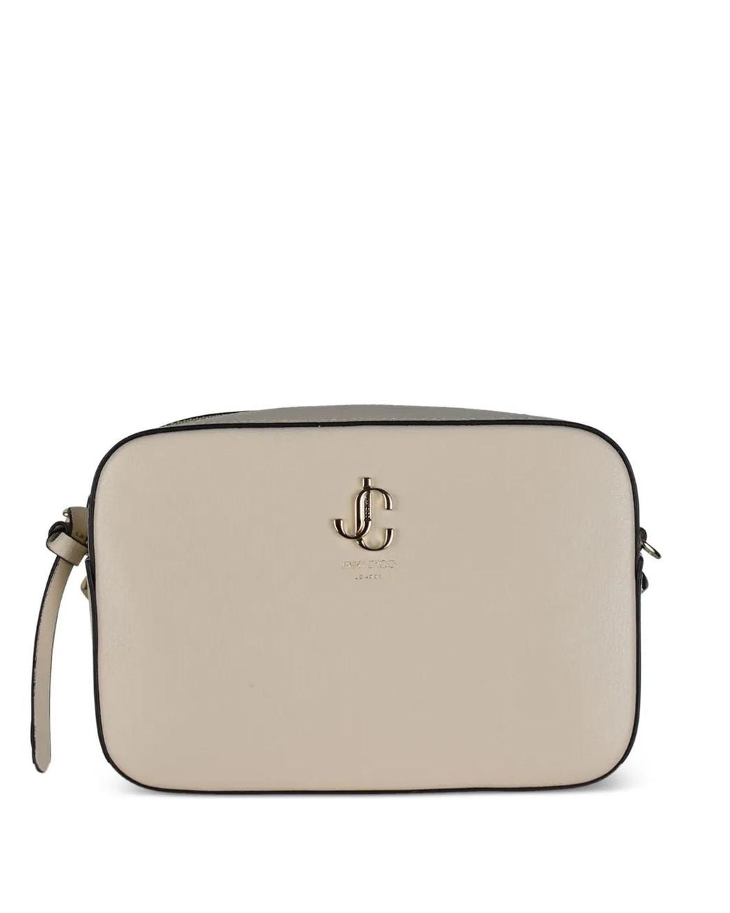 Jimmy Choo Natural Jc Logo Grained Leather Shoulder Bag