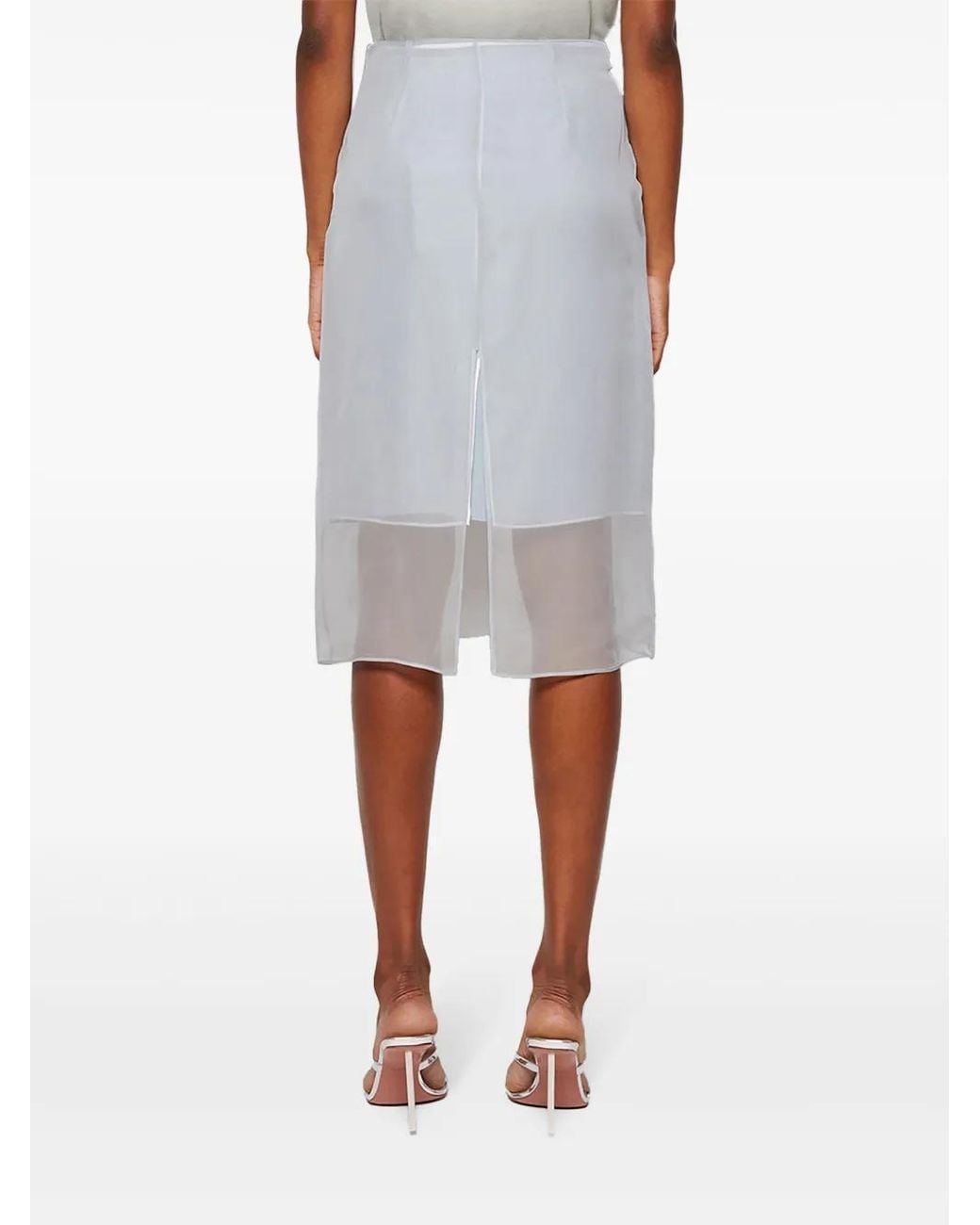 Givenchy White Floral-Print Midi Skirt