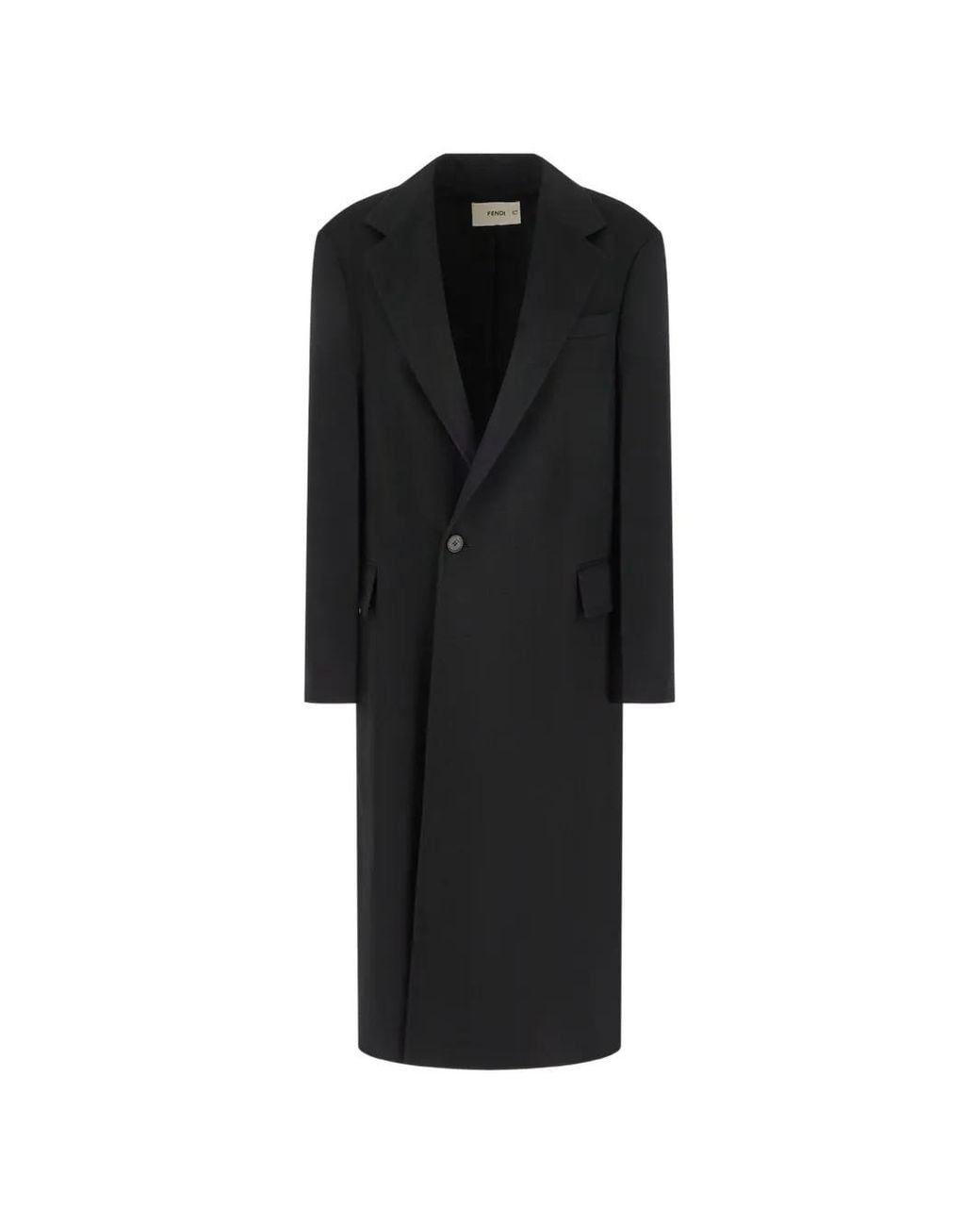 Fendi Black Single-Breasted Notched-Lapels Coat