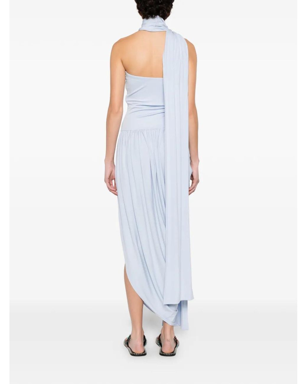Esse Studios White Strapless Draped Dress