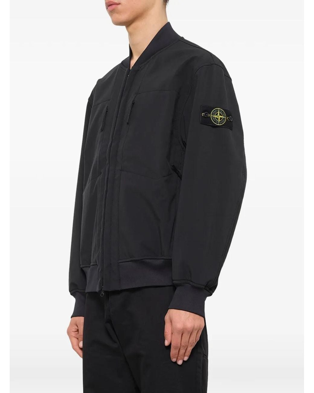 Stone Island Black Soft-Shell Bomber Jacket for men