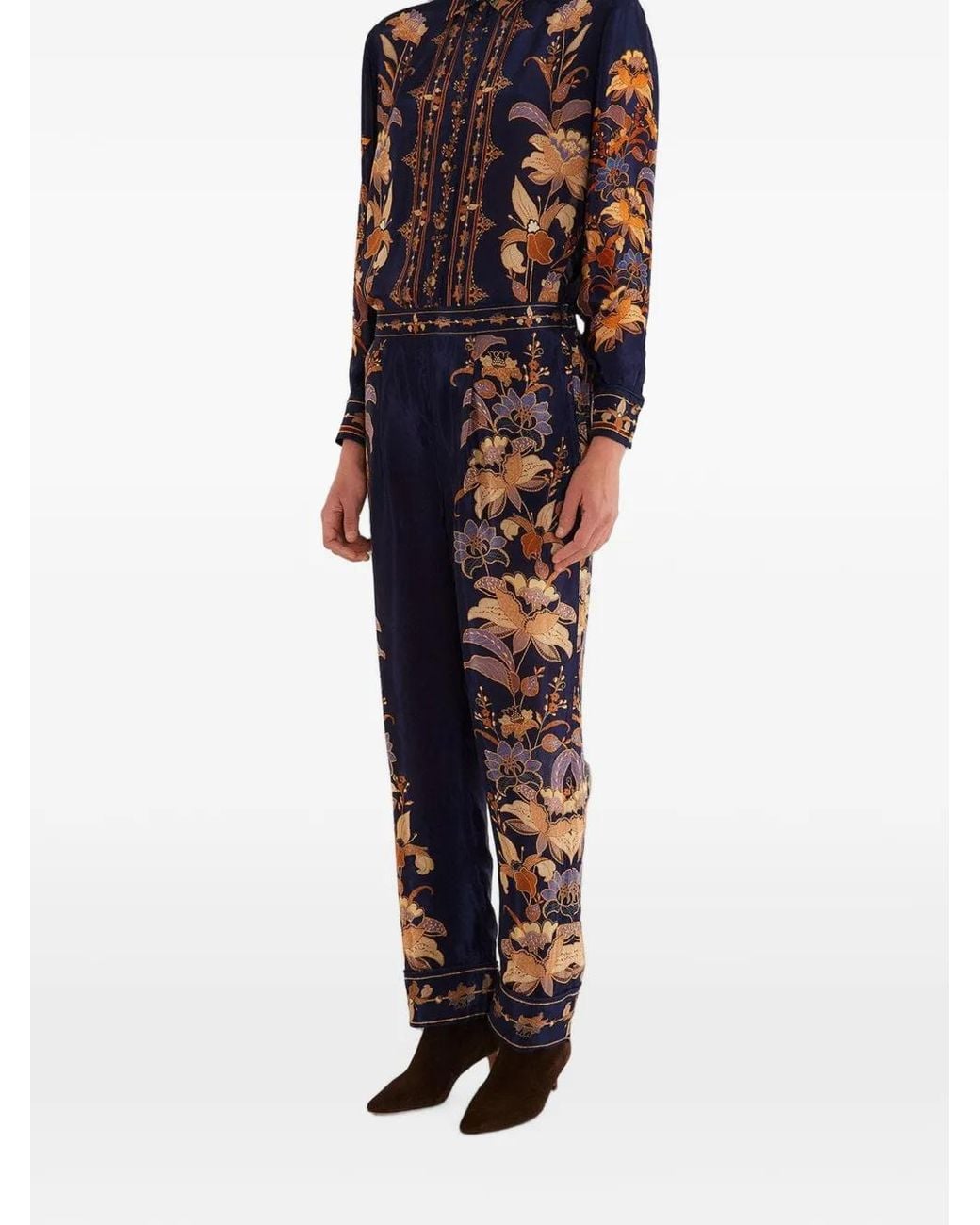 Farm Rio Black Lara Floral-Print Trousers