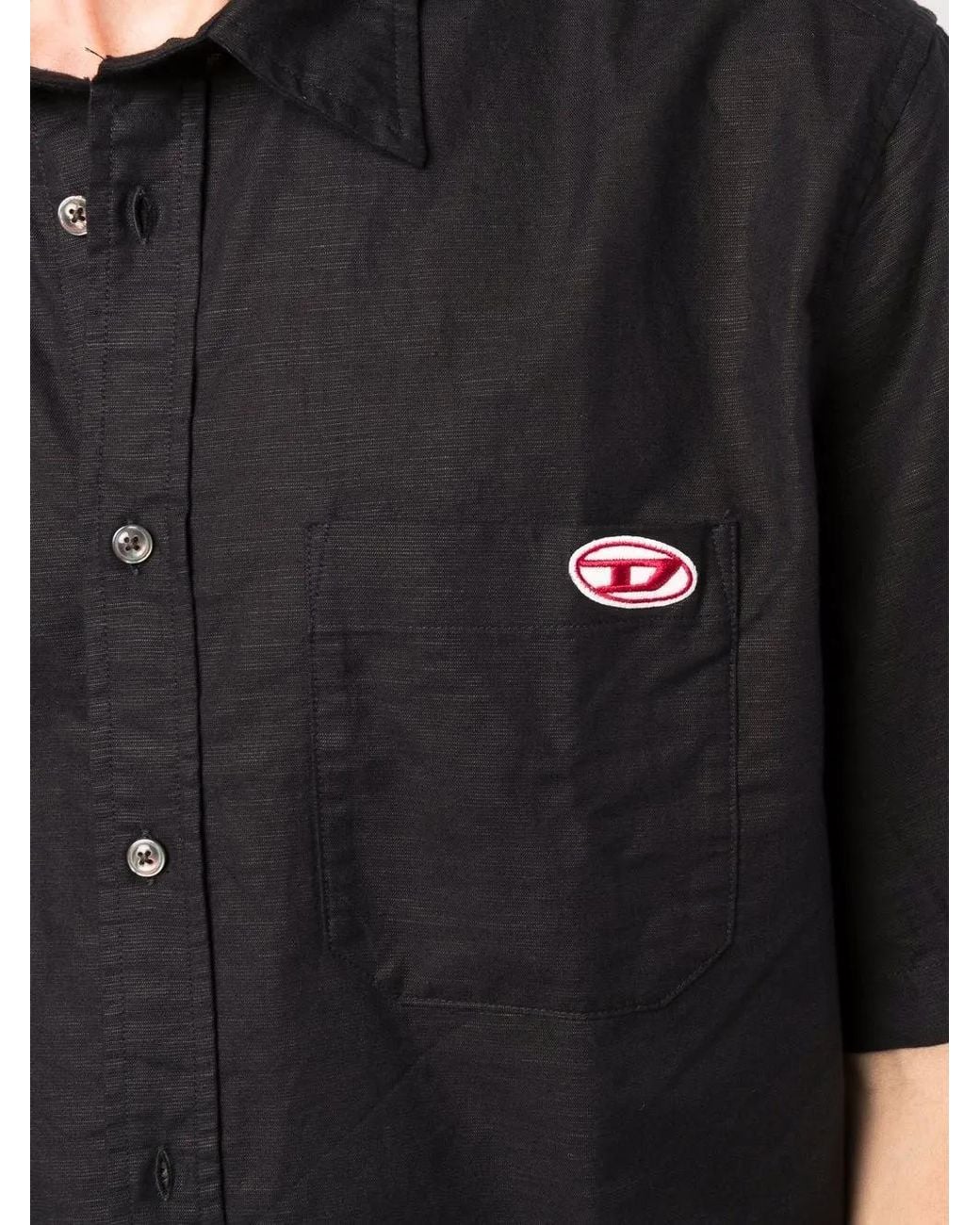 DIESEL Black Logo-Patch Short-Sleeve Shirt for men
