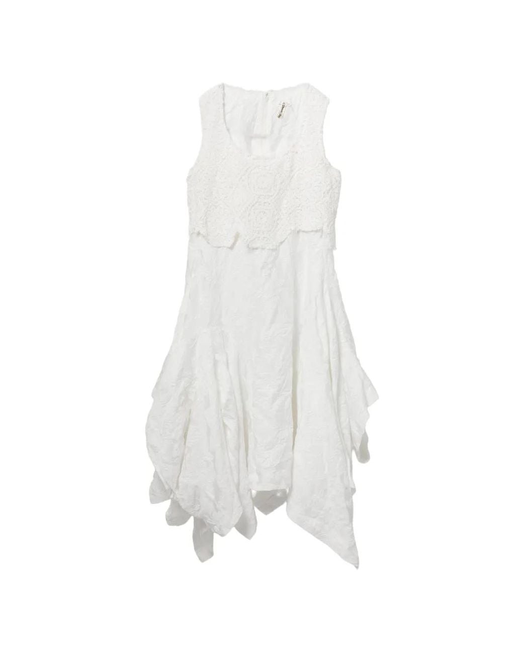 Comme des Garçons White Floral-Embroidered Midi Dress